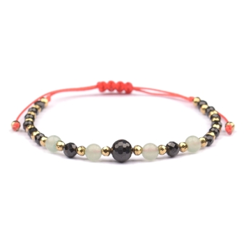 Bransoletka celebrytka czarny TURMALIN AWENTURYN HEMATYT ochrona szczęście